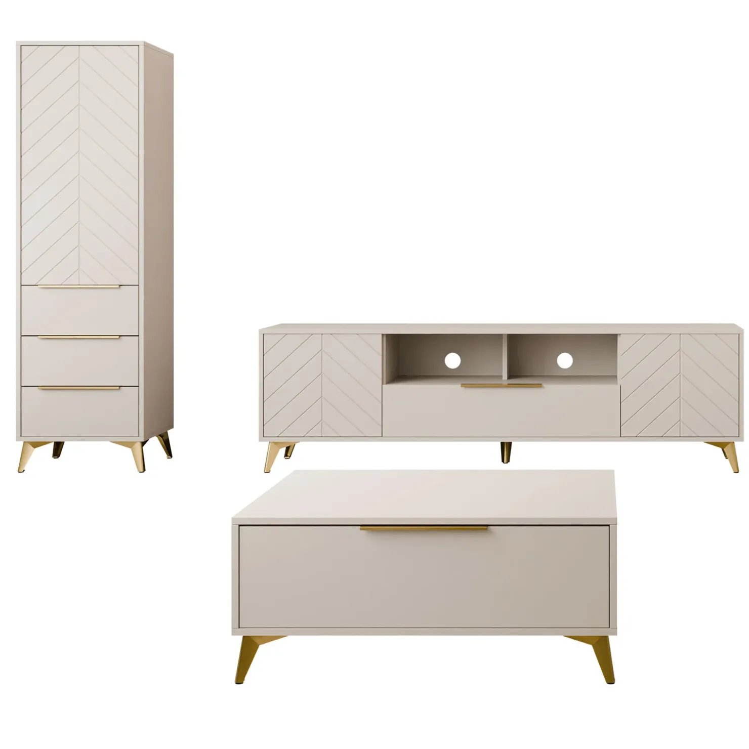 Garnero Arredamenti Set mobili soggiorno completo beige frontali serigrafati Miriam 1 Best