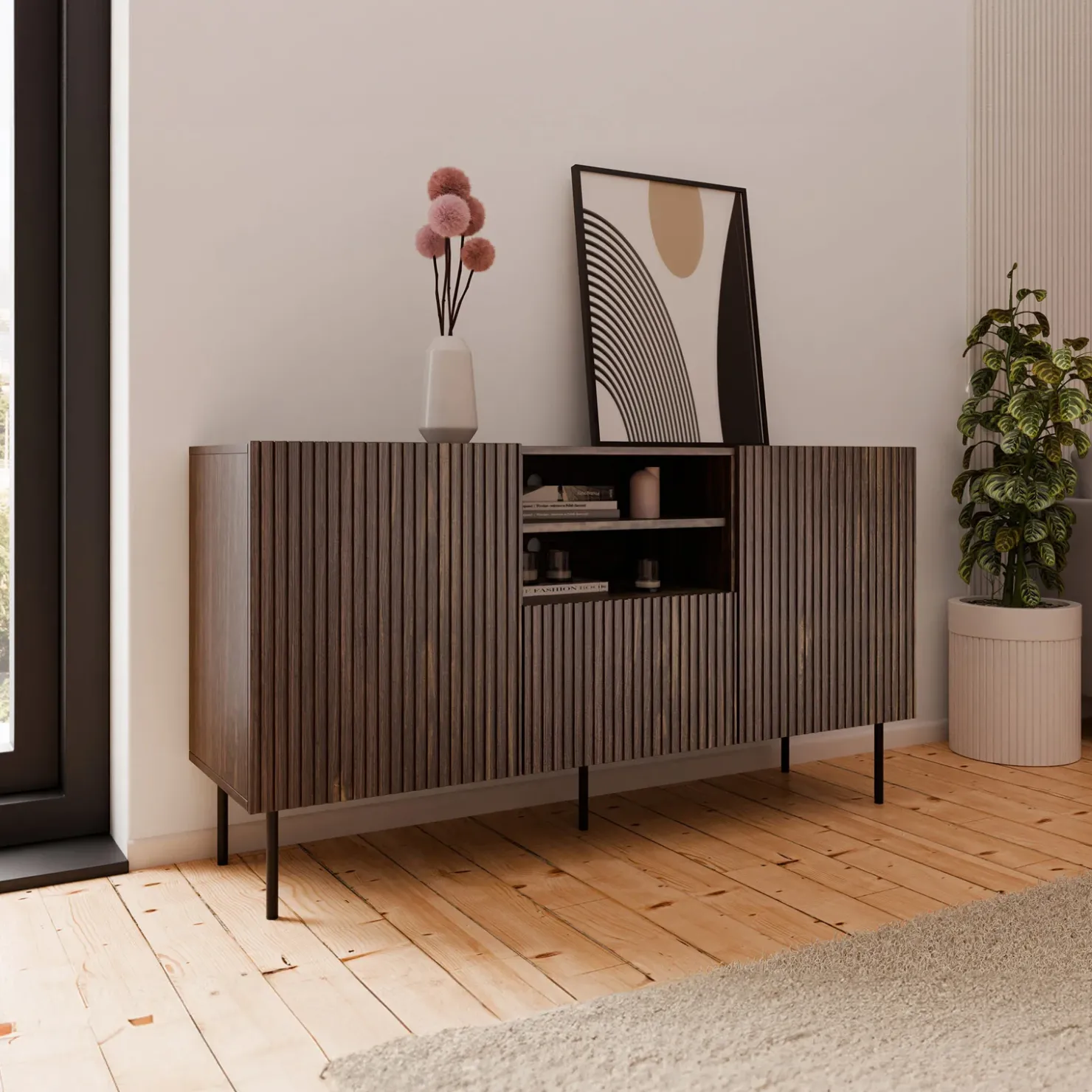 Garnero Arredamenti Set mobili soggiorno completo noce cannettato Gabiot Discount