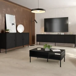 Garnero Arredamenti Set mobili soggiorno completo Stark 2 Nero Opaco Clearance