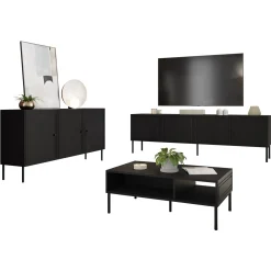 Garnero Arredamenti Set mobili soggiorno completo Stark 2 Nero Opaco Clearance