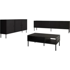 Garnero Arredamenti Set mobili soggiorno completo Stark 2 Nero Opaco Clearance