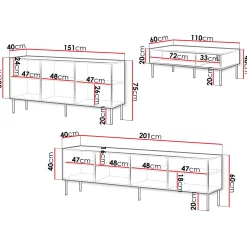 Garnero Arredamenti Set mobili soggiorno completo Stark 2 Nero Opaco Clearance