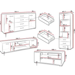 Garnero Arredamenti Set mobili soggiorno completo design moderno bianco Pastello Clearance