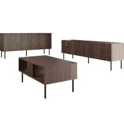 Garnero Arredamenti Set mobili soggiorno completo noce scuro con frontali serigrafati Savanna Outlet