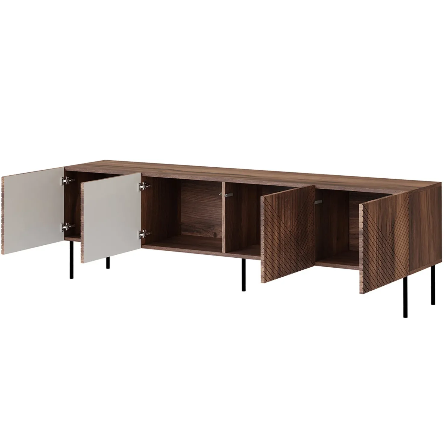 Garnero Arredamenti Set mobili soggiorno completo noce scuro con frontali serigrafati Savanna Outlet