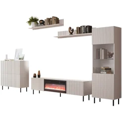 Garnero Arredamenti Set mobili soggiorno completo con frontali cannettati beige Ziggy 3 Best