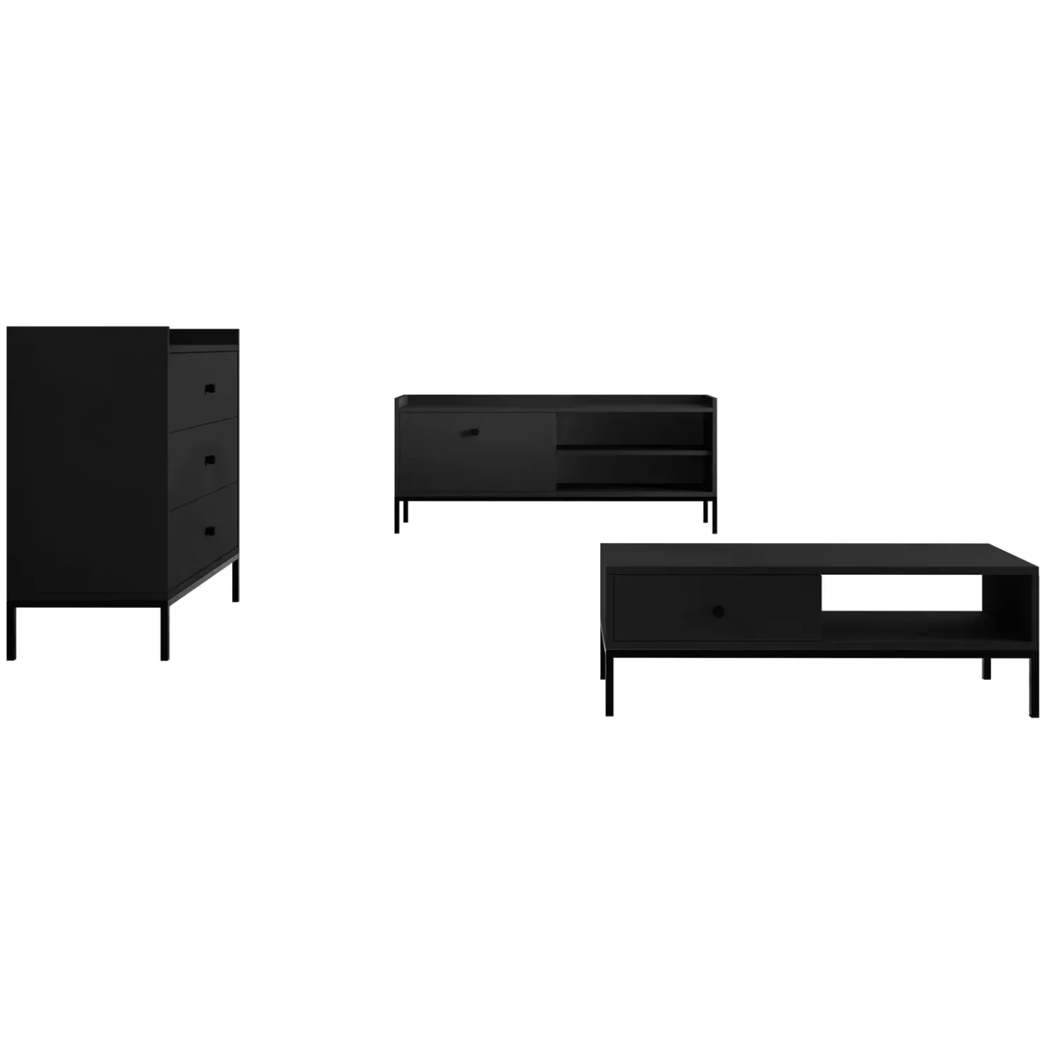 Garnero Arredamenti Set mobili soggiorno completo design moderno nero Pollon 2 Nero Opaco Best