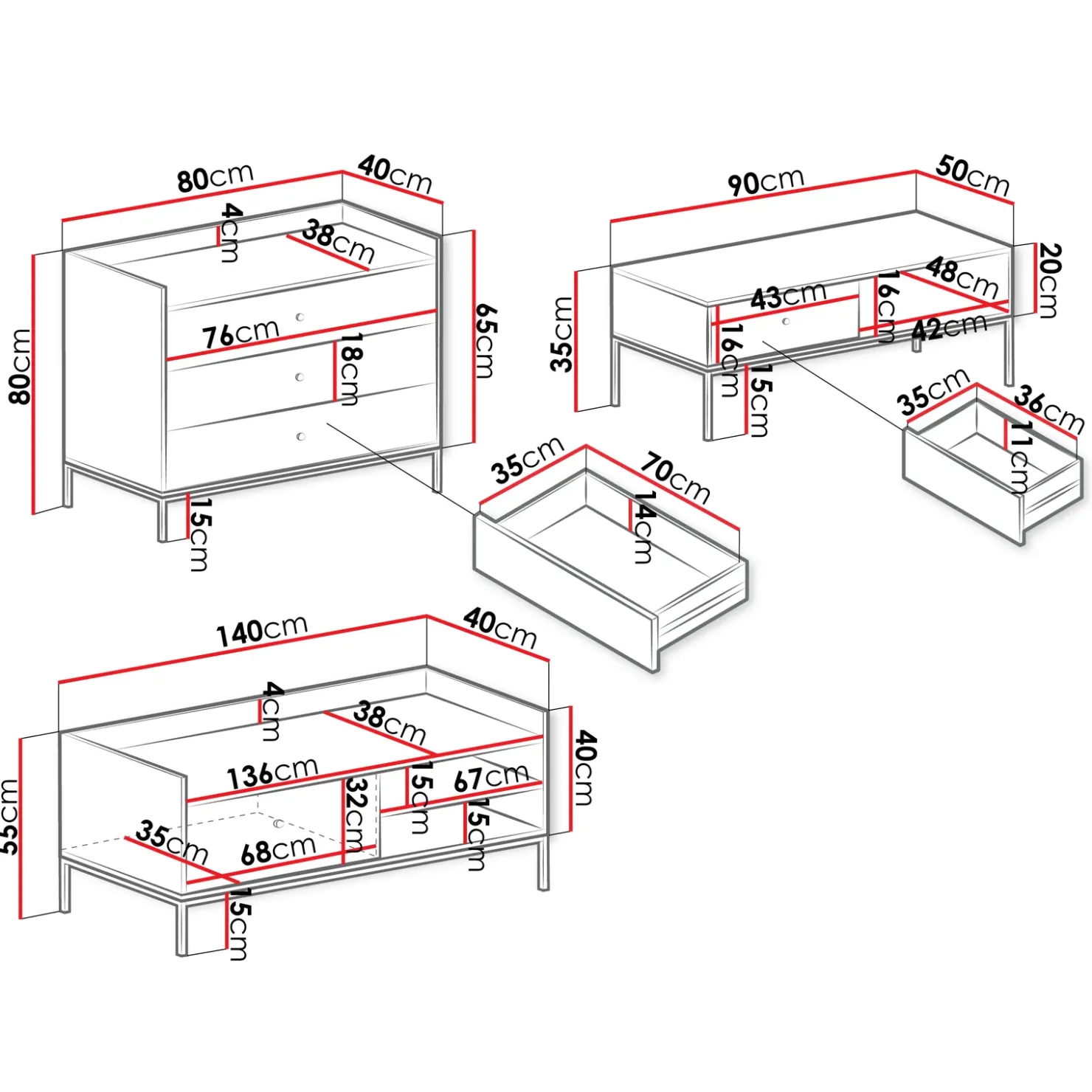 Garnero Arredamenti Set mobili soggiorno completo design moderno nero Pollon 2 Nero Opaco Best