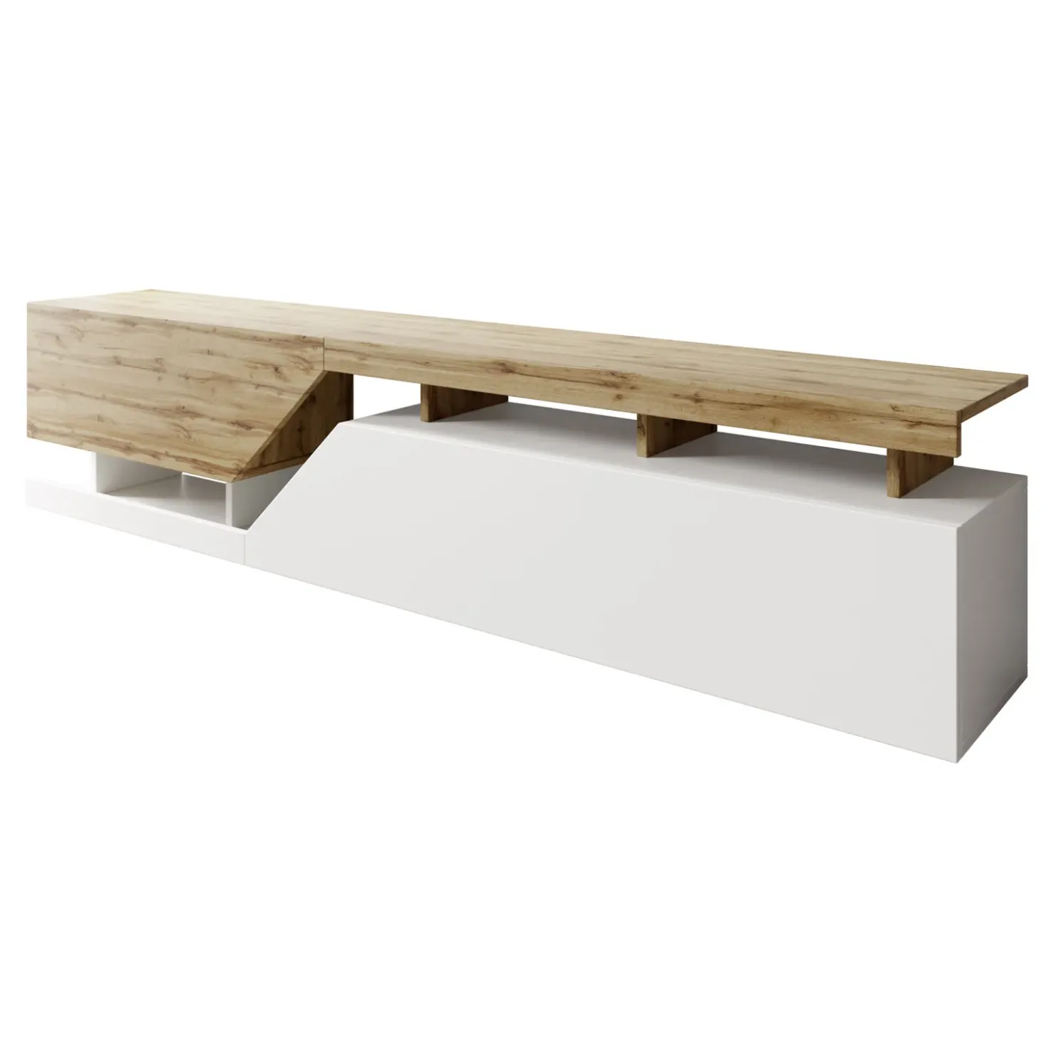 Garnero Arredamenti Set mobili soggiorno completo rovere bianco Modesta Bianco Opaco - Rovere Sale