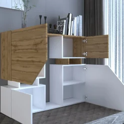 Garnero Arredamenti Set mobili soggiorno completo rovere bianco Modesta Bianco Opaco - Rovere Sale