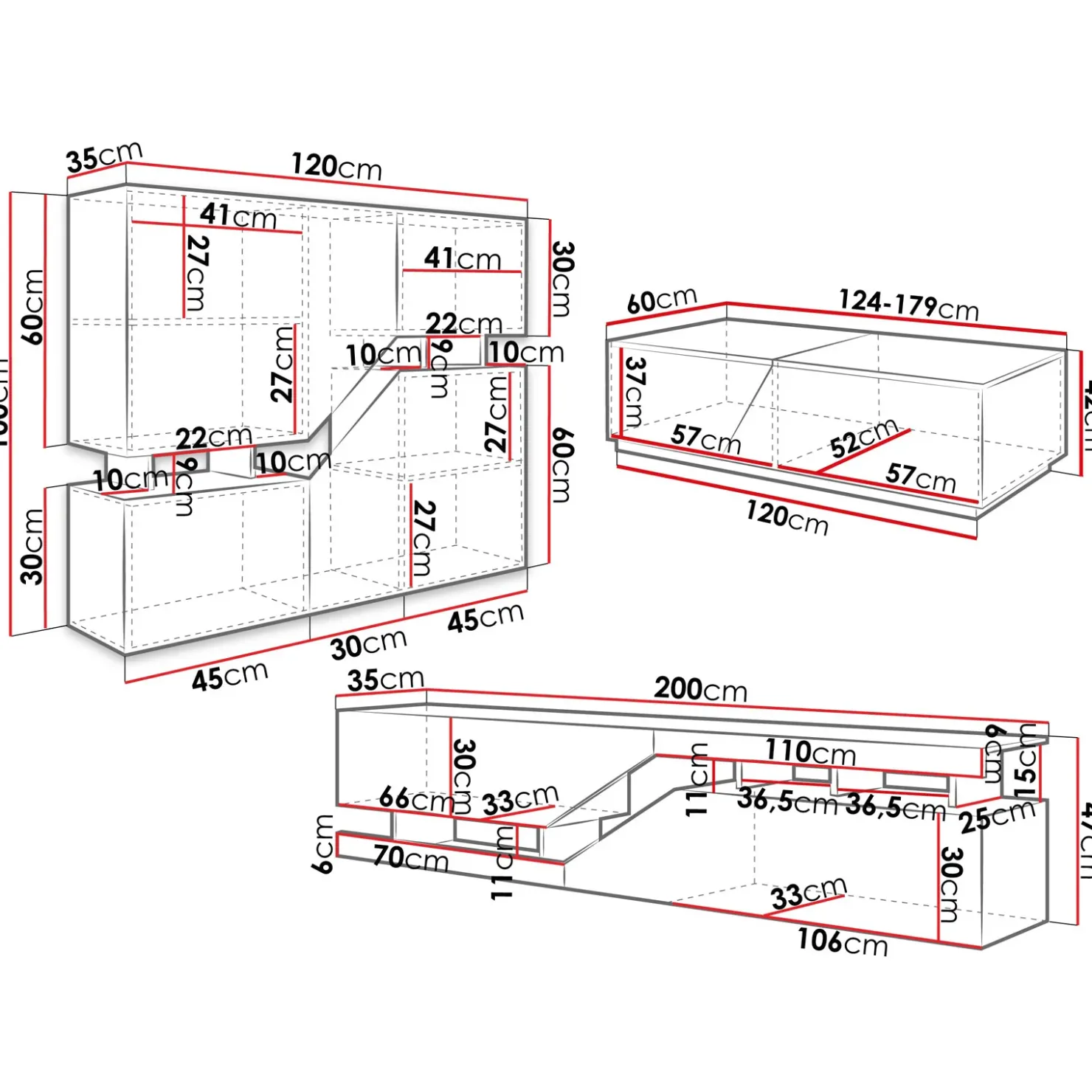 Garnero Arredamenti Set mobili soggiorno completo rovere bianco Modesta Bianco Opaco - Rovere Sale