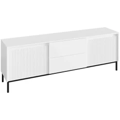 Garnero Arredamenti Set mobili soggiorno completo design cannettato bianco Strike Bianco Opaco Clearance