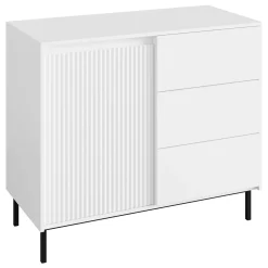 Garnero Arredamenti Set mobili soggiorno completo design cannettato bianco Strike Bianco Opaco Clearance