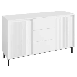 Garnero Arredamenti Set mobili soggiorno completo design cannettato bianco Strike Bianco Opaco Clearance