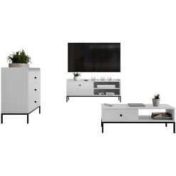 Garnero Arredamenti Set mobili soggiorno completo design moderno bianco Pollon 2 Bianco Opaco