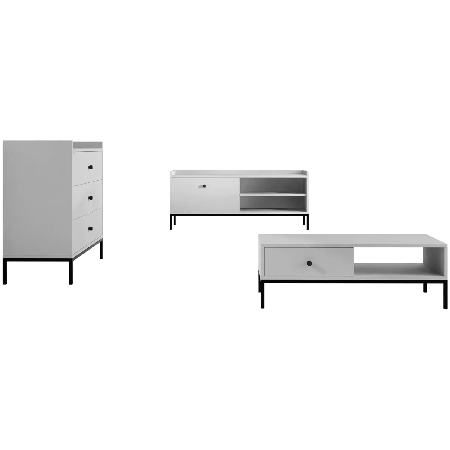 Garnero Arredamenti Set mobili soggiorno completo design moderno bianco Pollon 2 Bianco Opaco
