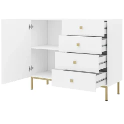 Garnero Arredamenti Set mobili soggiorno completo con mobile TV e madia Giuggiola Bianco Opaco New