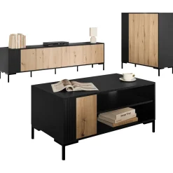 Garnero Arredamenti Set mobili soggiorno completo rovere nero Duble Outlet