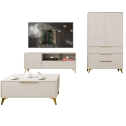Garnero Arredamenti Set mobili soggiorno completo beige frontali serigrafati Miriam 2 Hot