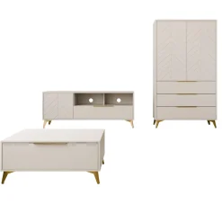 Garnero Arredamenti Set mobili soggiorno completo beige frontali serigrafati Miriam 2 Hot
