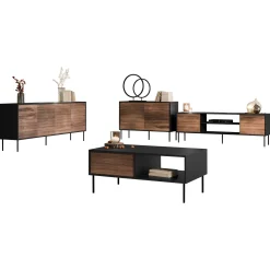 Garnero Arredamenti Set mobili soggiorno completo moderno noce nero Wild 2 Noce - Nero opaco Outlet
