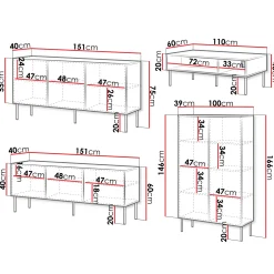 Garnero Arredamenti Set mobili soggiorno completo Stark 1 Bianco Opaco Discount