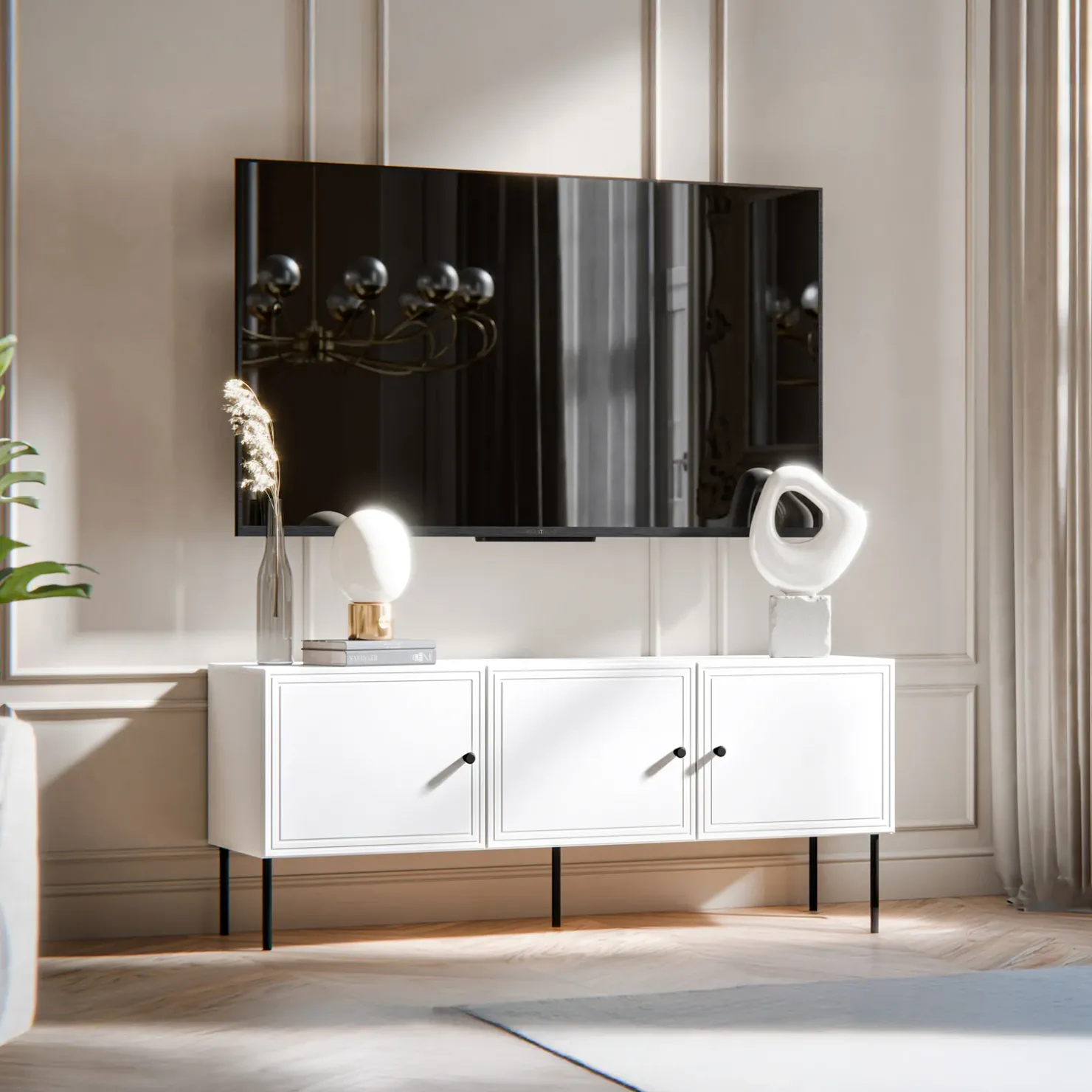 Garnero Arredamenti Set mobili soggiorno completo Stark 1 Bianco Opaco Discount