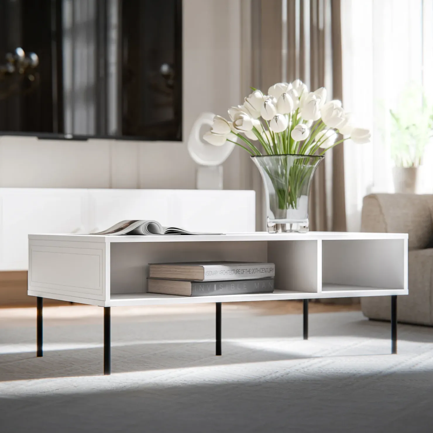 Garnero Arredamenti Set mobili soggiorno completo Stark 1 Bianco Opaco Discount