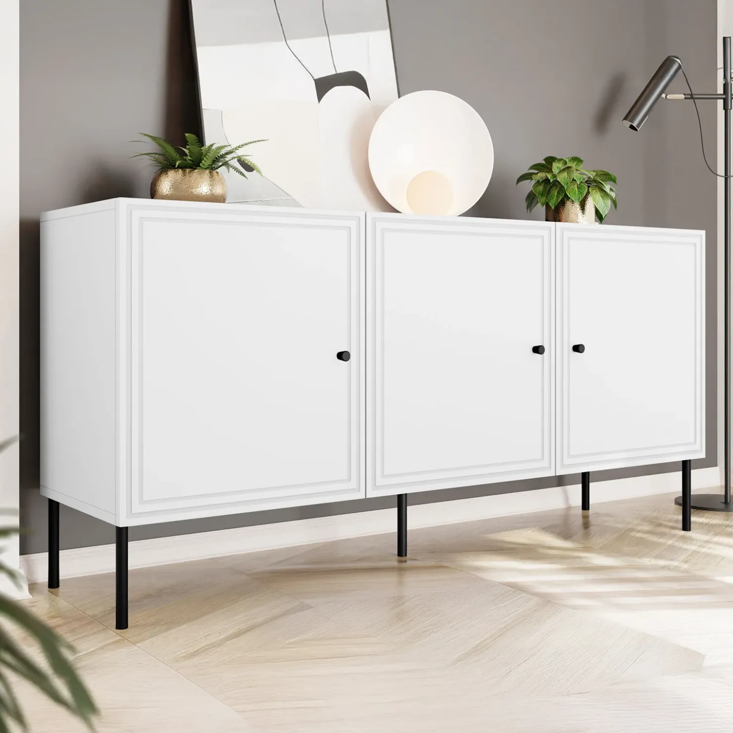 Garnero Arredamenti Set mobili soggiorno completo Stark 1 Bianco Opaco Discount