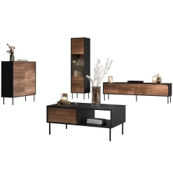 Garnero Arredamenti Set mobili soggiorno completo moderno noce nero Wild Noce - Nero opaco Best