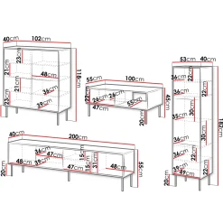 Garnero Arredamenti Set mobili soggiorno completo moderno noce nero Wild Noce - Nero opaco Best