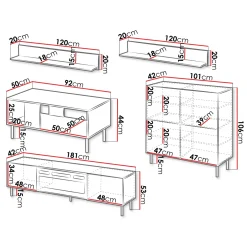 Garnero Arredamenti Set mobili soggiorno completo con frontali cannettati beige Ziggy 5 New