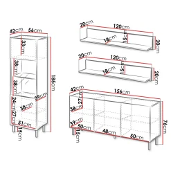 Garnero Arredamenti Set mobili soggiorno completo con frontali cannettati beige Ziggy 2 Clearance