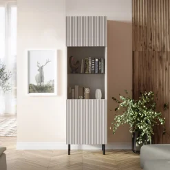 Garnero Arredamenti Set mobili soggiorno completo con frontali cannettati beige Ziggy 2 Clearance