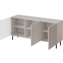 Garnero Arredamenti Set mobili soggiorno completo con frontali cannettati beige Ziggy 2 Clearance