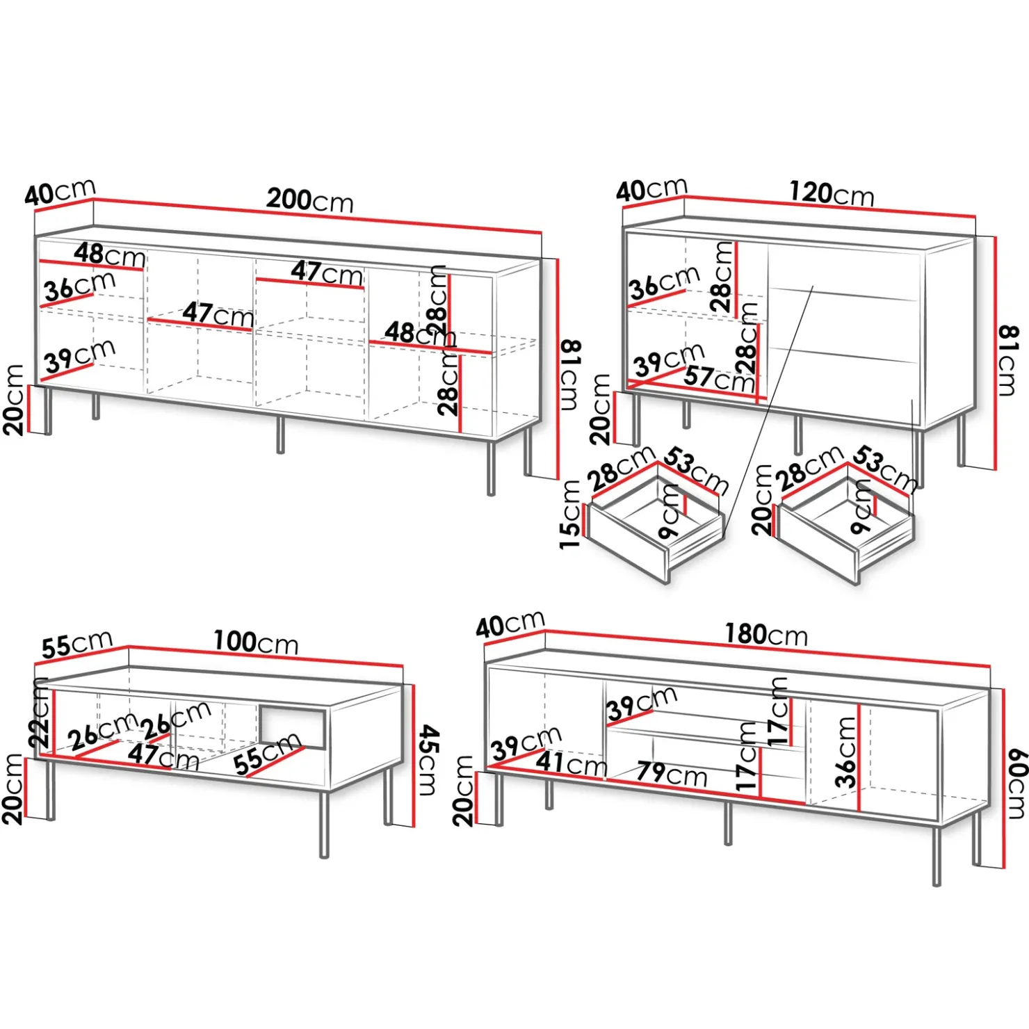 Garnero Arredamenti Set mobili soggiorno completo moderno nero Wild 2 Nero Opaco Discount