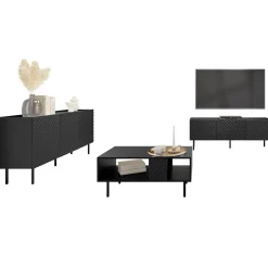 Garnero Arredamenti Set mobili soggiorno completo nero Daniele Nero Opaco