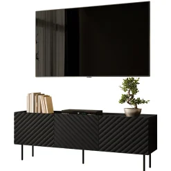 Garnero Arredamenti Set mobili soggiorno completo nero Daniele Nero Opaco