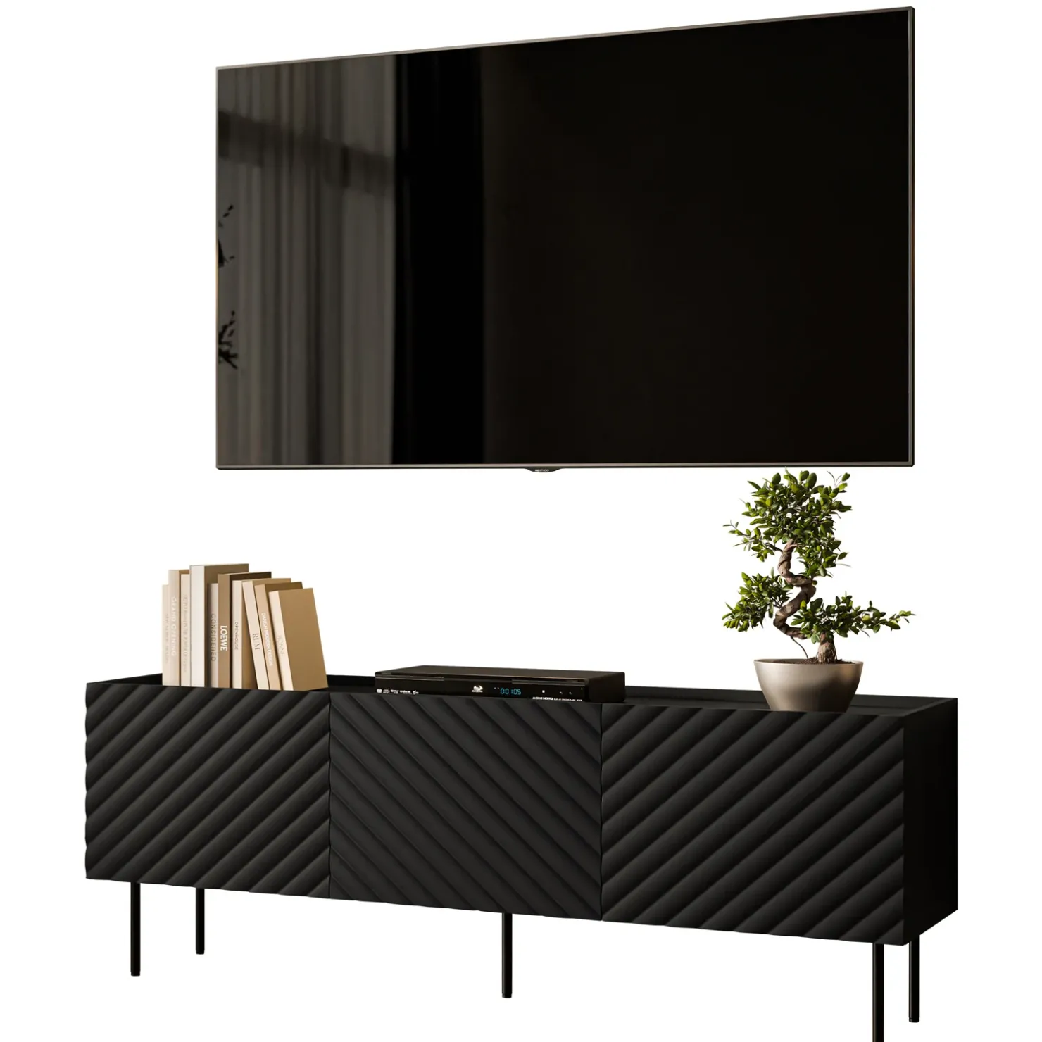 Garnero Arredamenti Set mobili soggiorno completo nero Daniele Nero Opaco