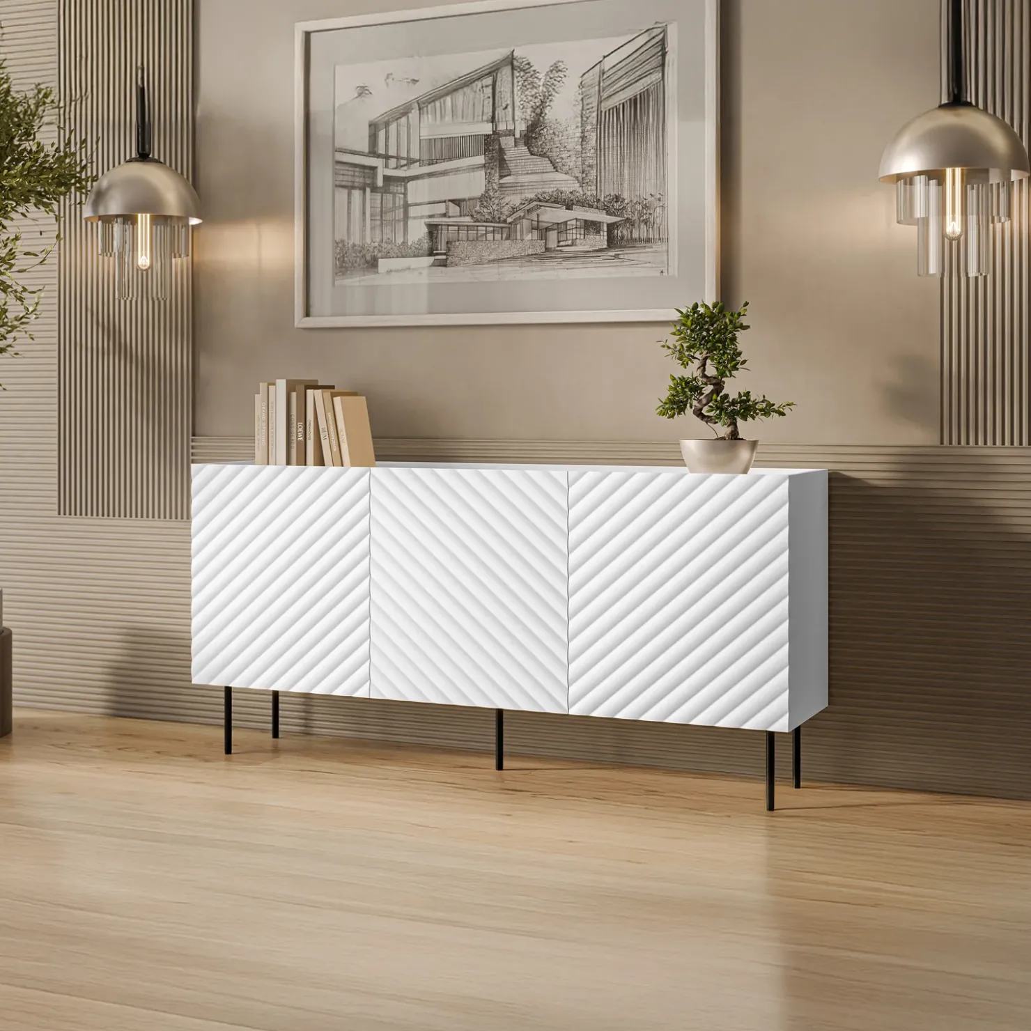 Garnero Arredamenti Set mobili soggiorno completo bianco Daniele Bianco Opaco Hot