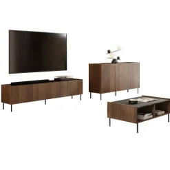 Garnero Arredamenti Set mobili soggiorno completo ripiano effetto marmo nero noce Caliva Sale