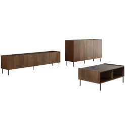 Garnero Arredamenti Set mobili soggiorno completo ripiano effetto marmo nero noce Caliva Sale