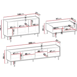 Garnero Arredamenti Set mobili soggiorno completo ripiano effetto marmo nero noce Caliva Sale
