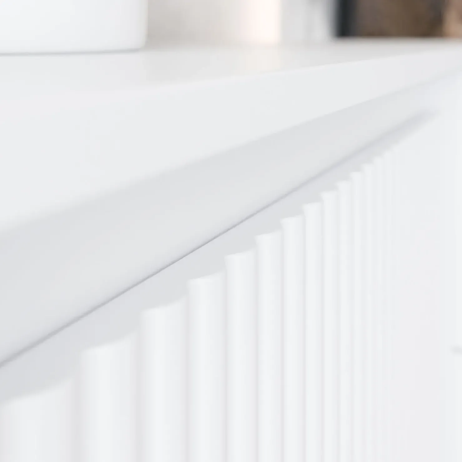 Garnero Arredamenti Set mobili soggiorno completo design cannettato bianco Strike 2 Bianco Opaco Sale