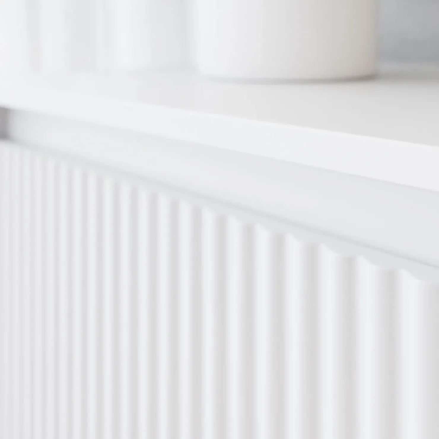 Garnero Arredamenti Set mobili soggiorno completo design cannettato bianco Strike 2 Bianco Opaco Sale