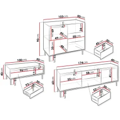 Garnero Arredamenti Set mobili soggiorno completo design cannettato bianco Strike 2 Bianco Opaco Sale