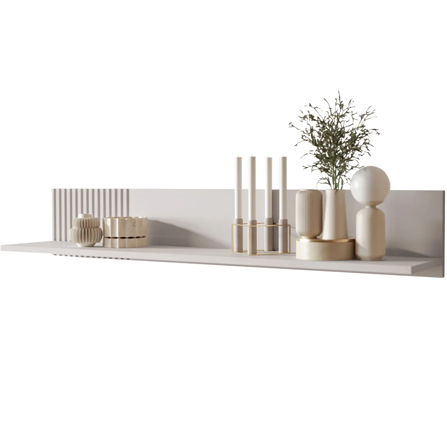 Garnero Arredamenti Set mobili soggiorno completo con frontali cannettati beige Ziggy 1 Outlet