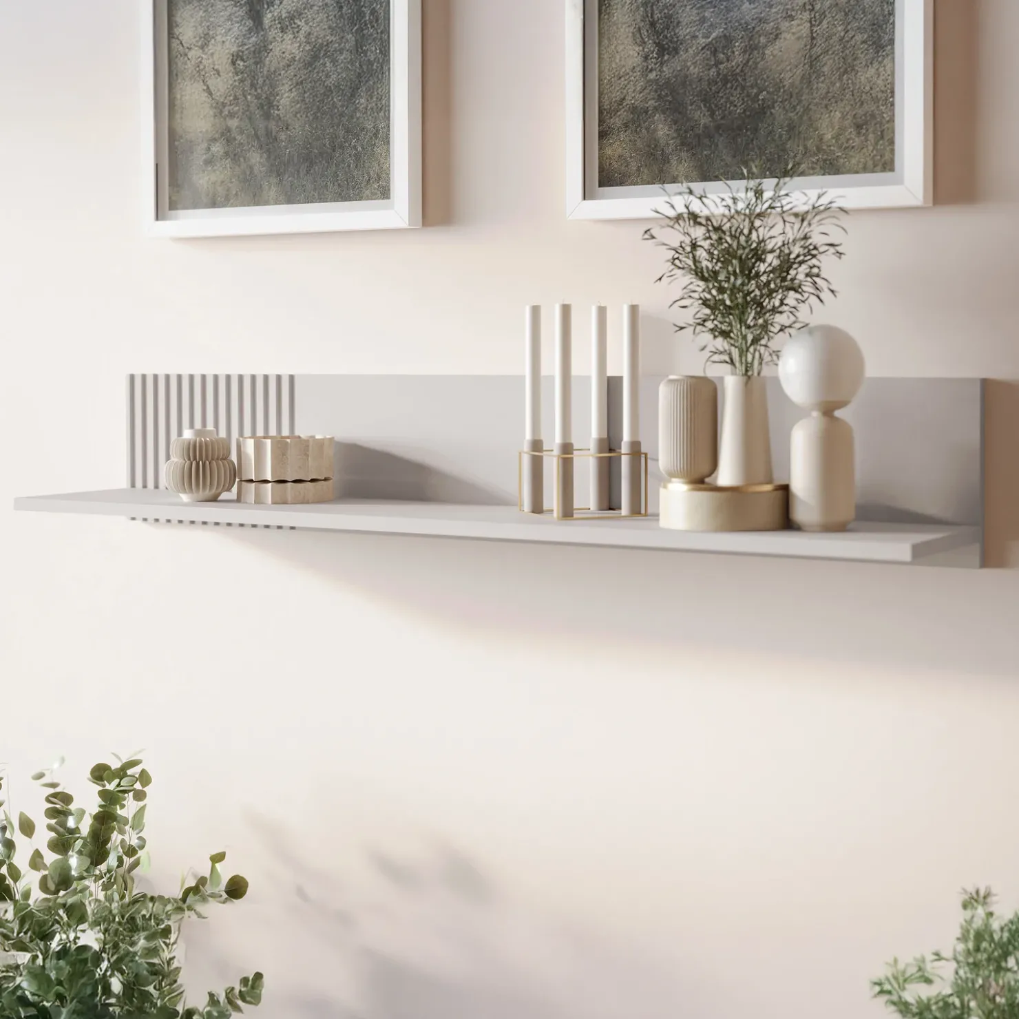 Garnero Arredamenti Set mobili soggiorno completo con frontali cannettati beige Ziggy 1 Outlet