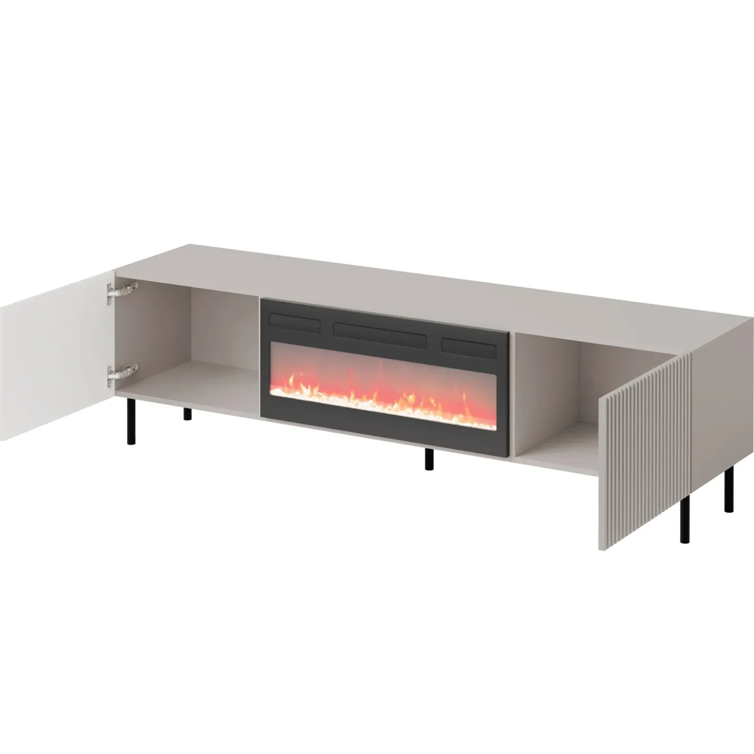 Garnero Arredamenti Set mobili soggiorno completo con frontali cannettati beige Ziggy 1 Outlet