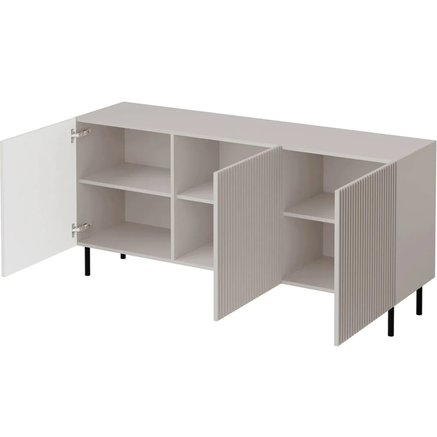 Garnero Arredamenti Set mobili soggiorno completo con frontali cannettati beige Ziggy 1 Outlet